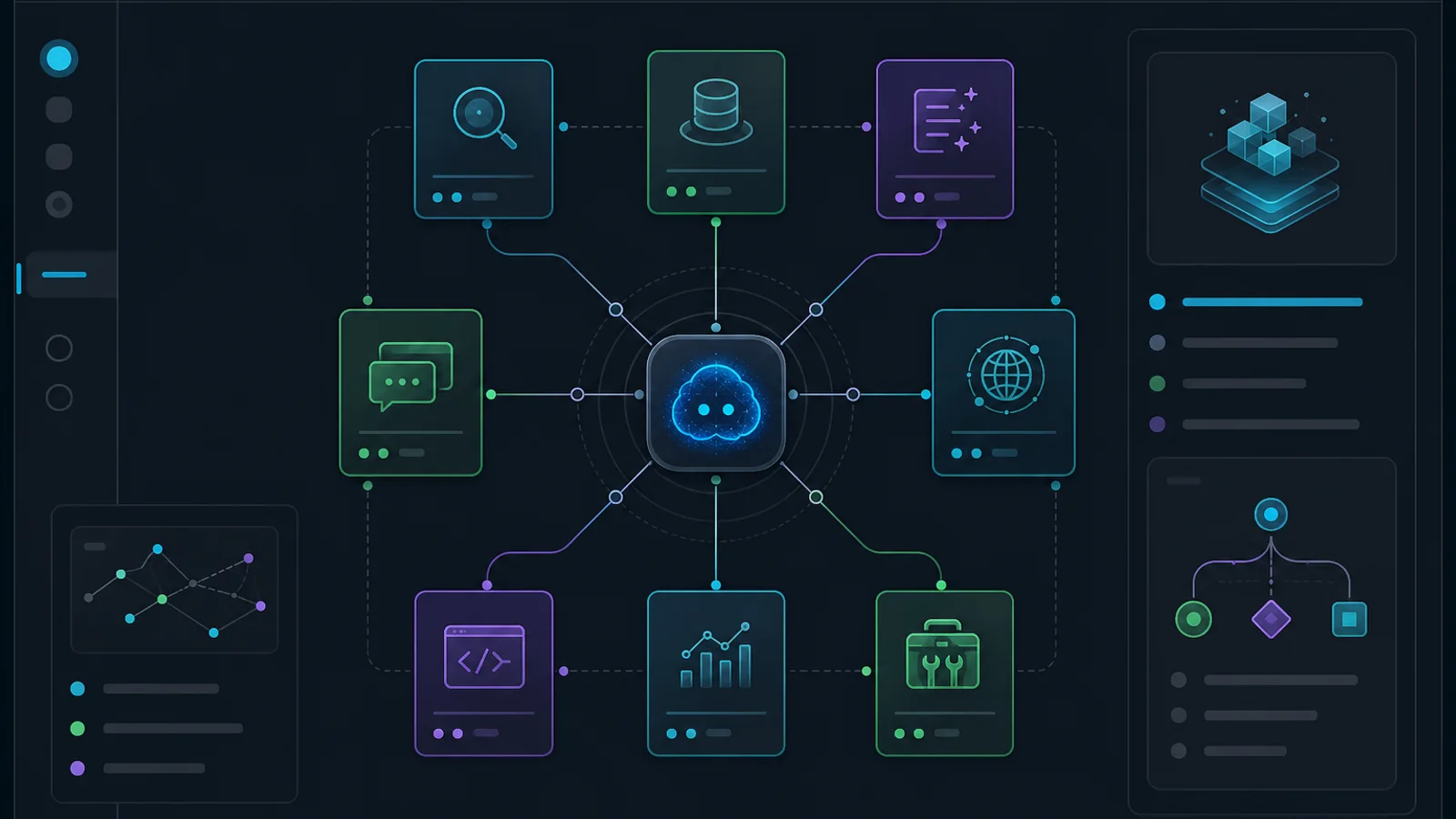 Portable skills represented as connected modular interface cards