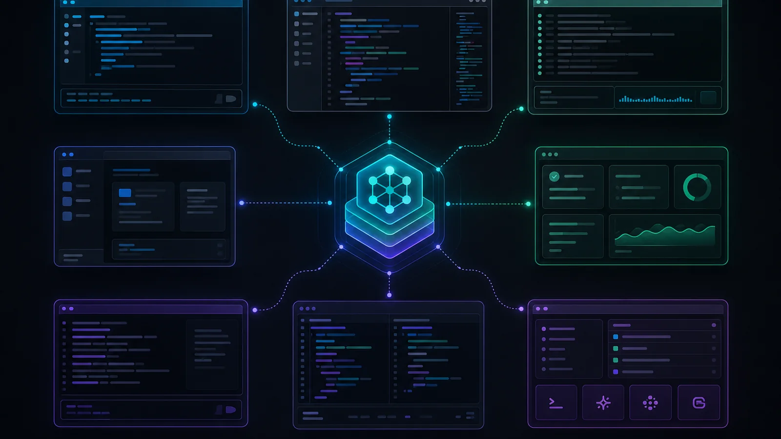 Multiple coding-agent harness interfaces connected to one shared skill source